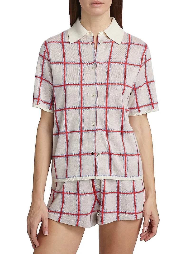 Picnic Plaid Silk-Blend Button-Front Shirt