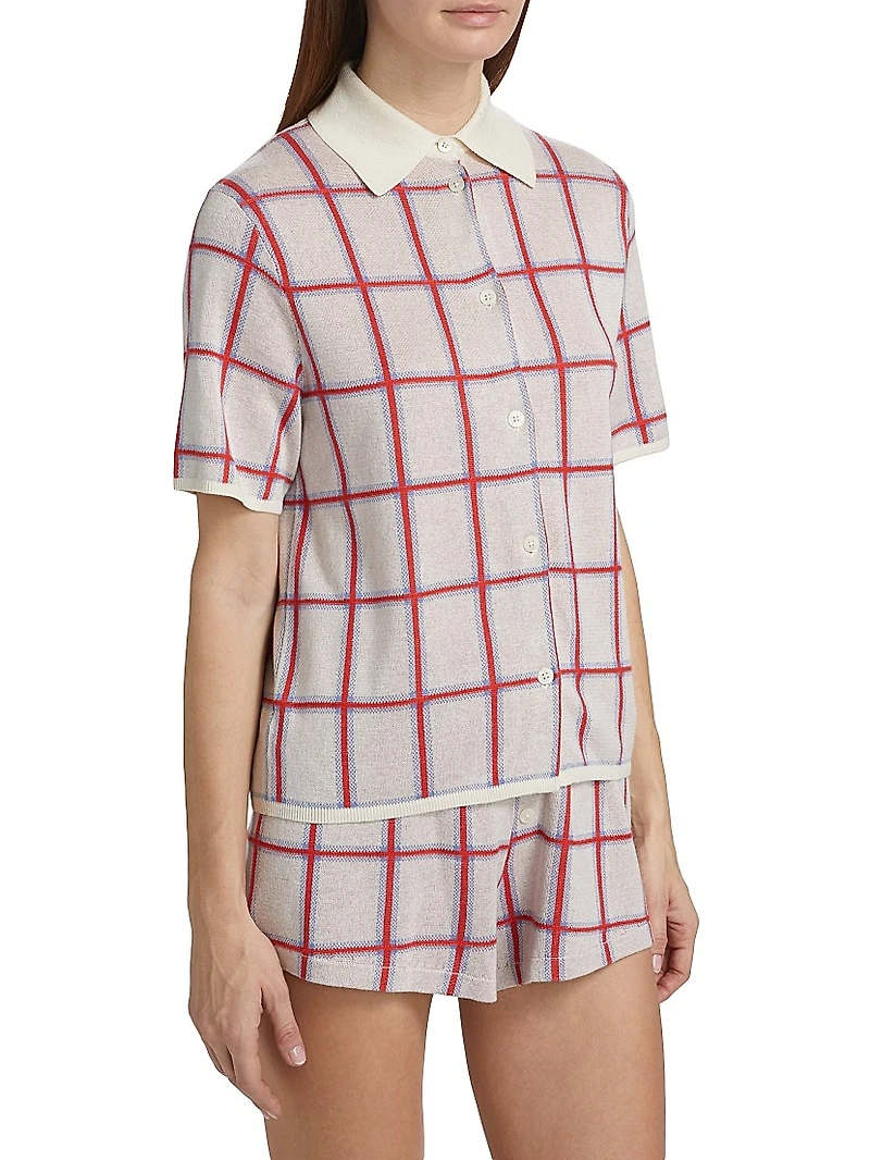 Picnic Plaid Silk-Blend Button-Front Shirt