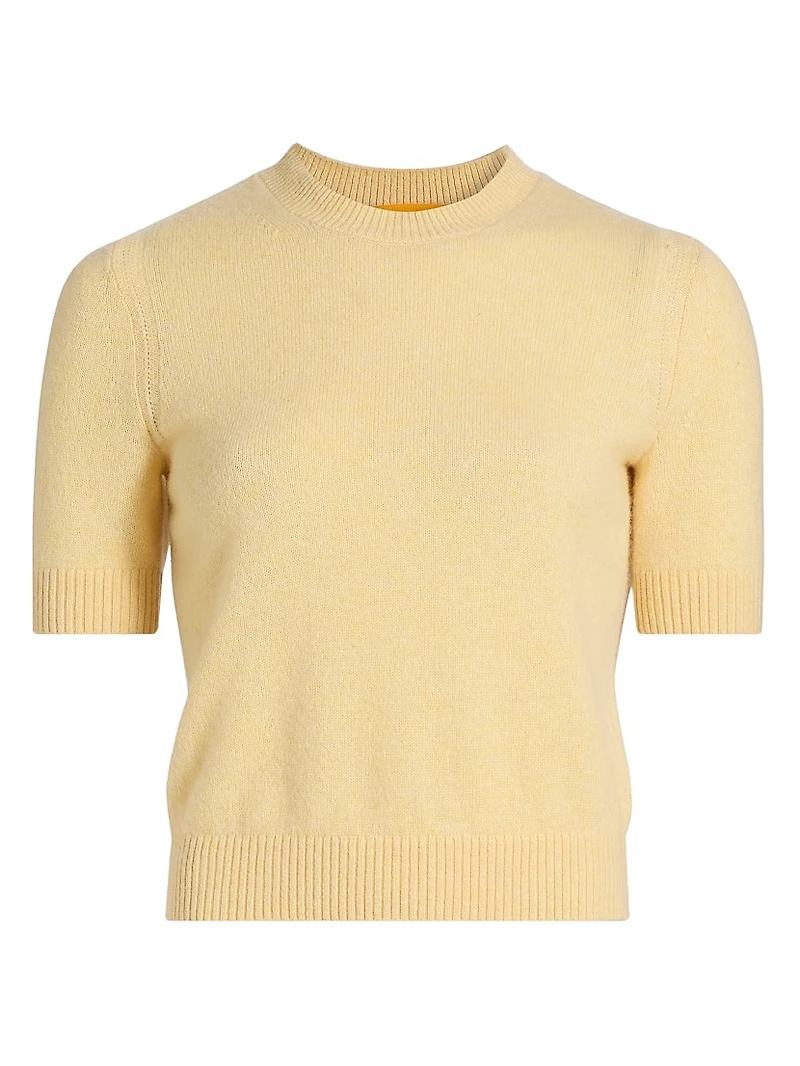 Sweater Tee Cashmere Crewneck Short-Sleeve Top