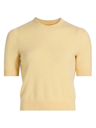 Sweater Tee Cashmere Crewneck Short-Sleeve Top