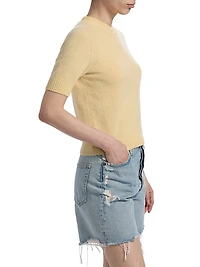 Sweater Tee Cashmere Crewneck Short-Sleeve Top