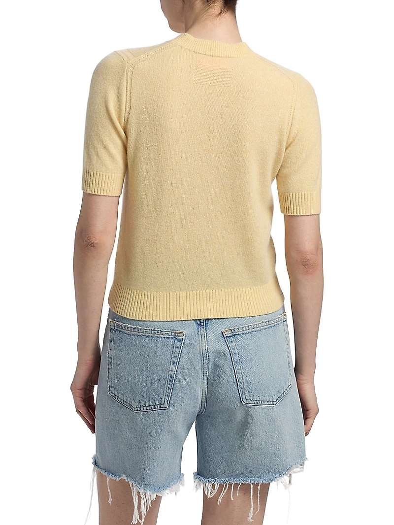 Sweater Tee Cashmere Crewneck Short-Sleeve Top
