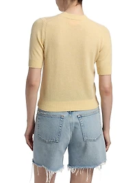 Sweater Tee Cashmere Crewneck Short-Sleeve Top