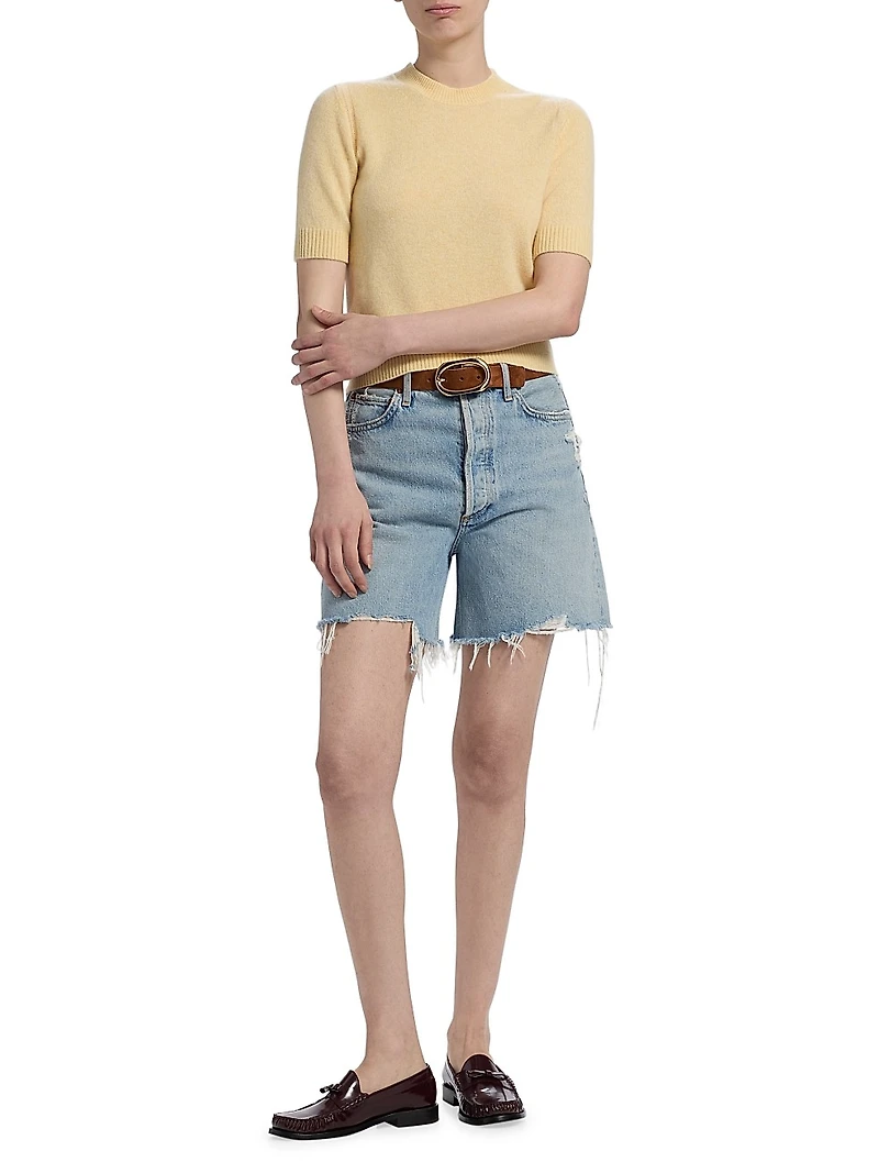 Sweater Tee Cashmere Crewneck Short-Sleeve Top