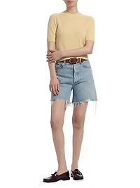 Sweater Tee Cashmere Crewneck Short-Sleeve Top