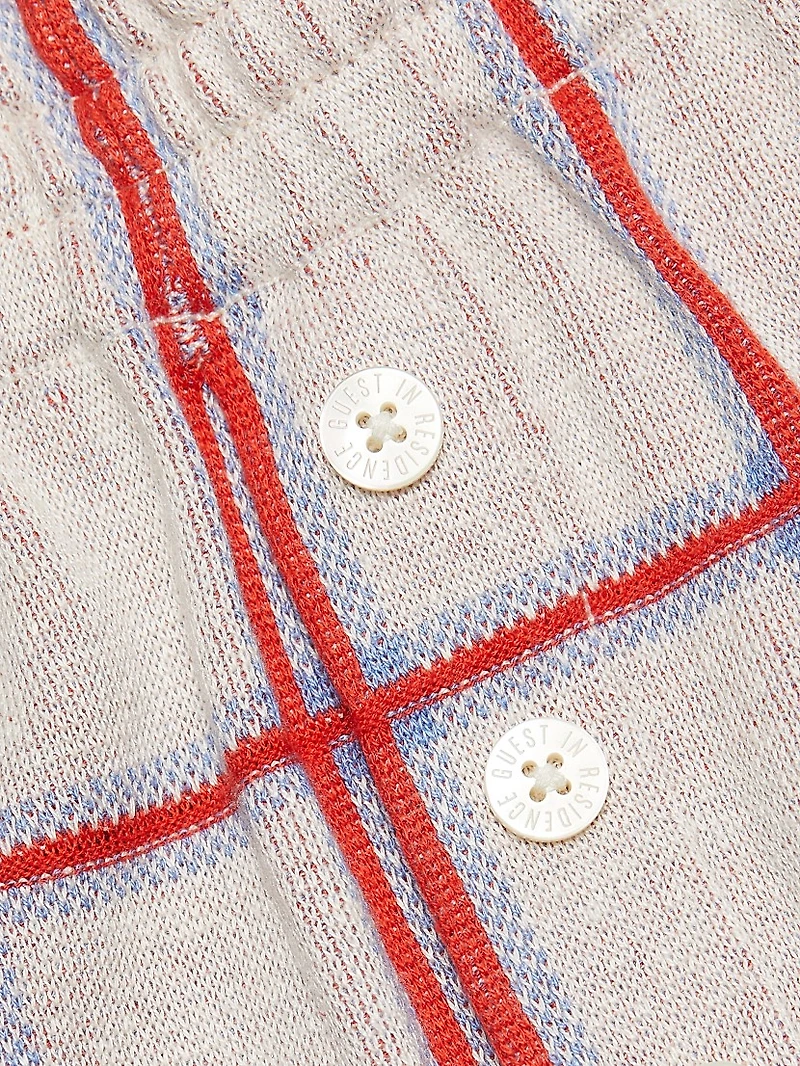 Picnic Plaid Silk-Linen Elasticized Shorts