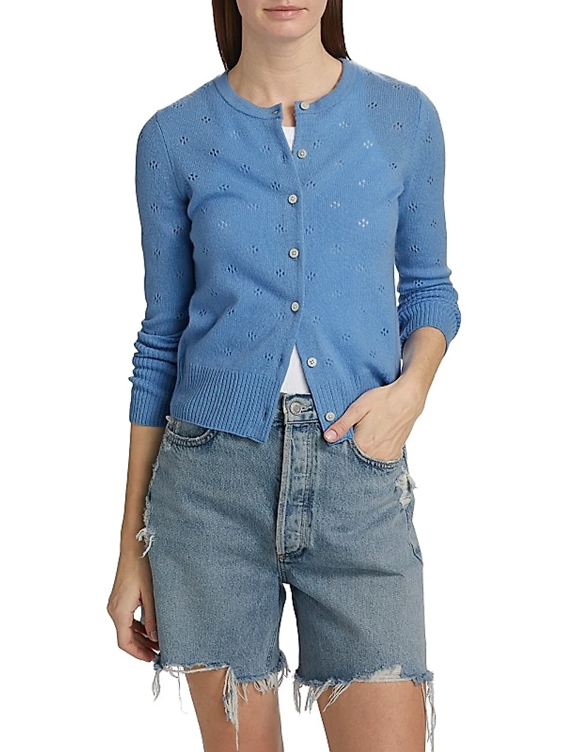 Jane Pointelle Cashmere Button-Front Cardigan