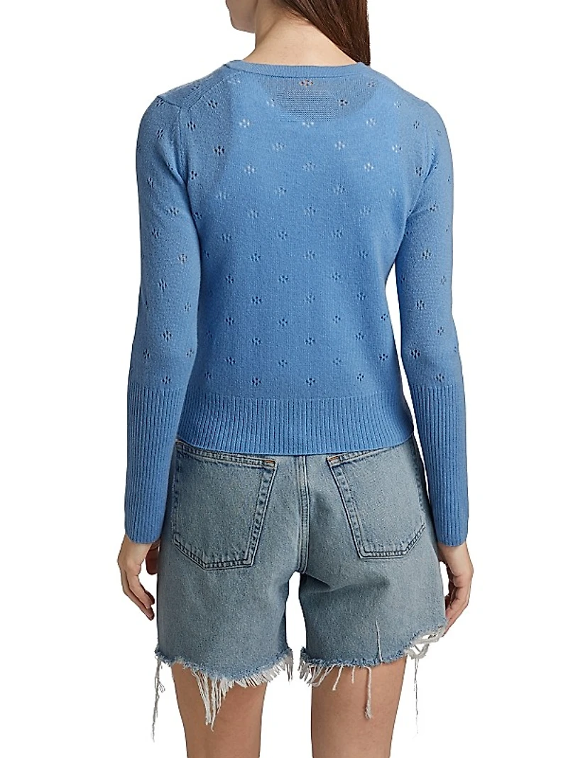Jane Pointelle Cashmere Button-Front Cardigan