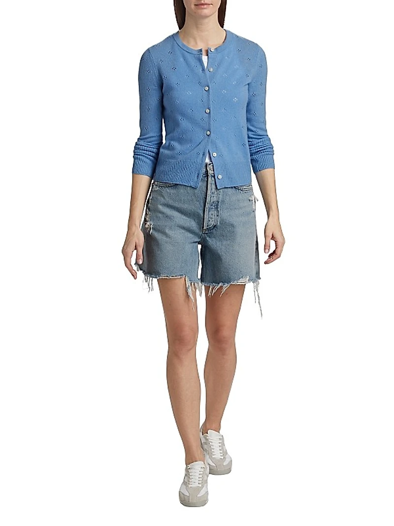 Jane Pointelle Cashmere Button-Front Cardigan
