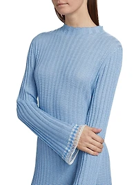 Striped-Trim Silk-Linen Maxi Dress