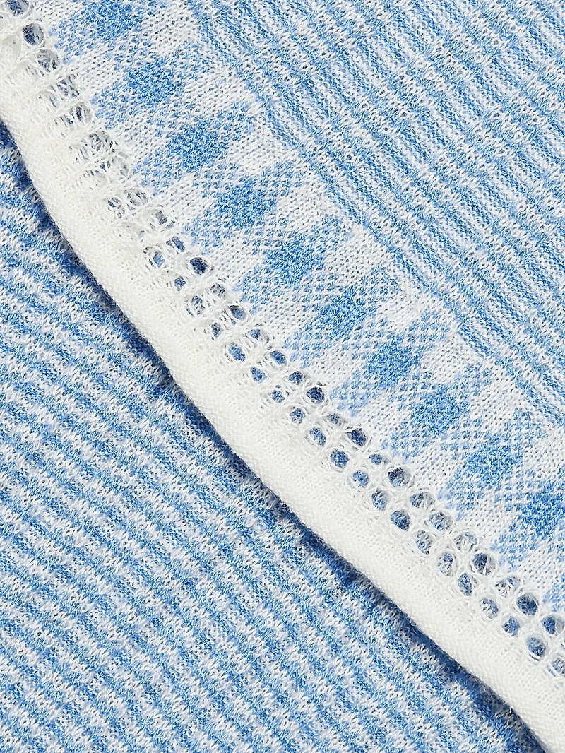 Striped-Trim Silk-Linen Maxi Dress