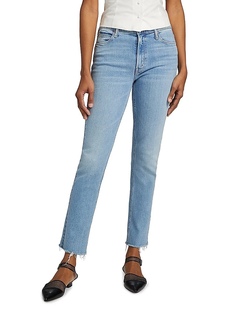 Dazzler Mid-Rise Ankle-Fray Jeans