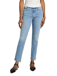 Dazzler Mid-Rise Ankle-Fray Jeans