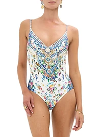Tiles Darls Wired V-Neck One-Piece Swimsuit