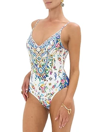 Tiles Darls Wired V-Neck One-Piece Swimsuit