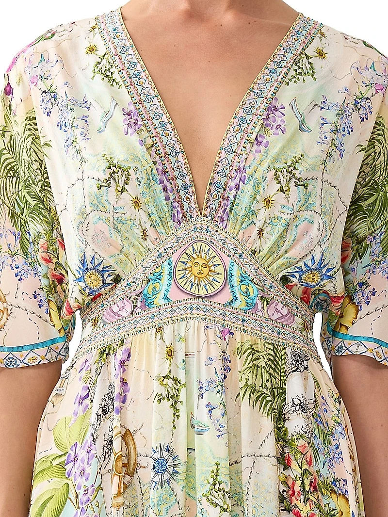 Just Coasting Ruffle-Hem Maxi Dress