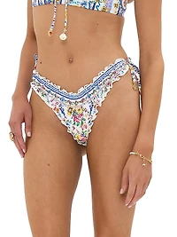 Tiles Darls Ruched Side-Tie Bikini Bottom