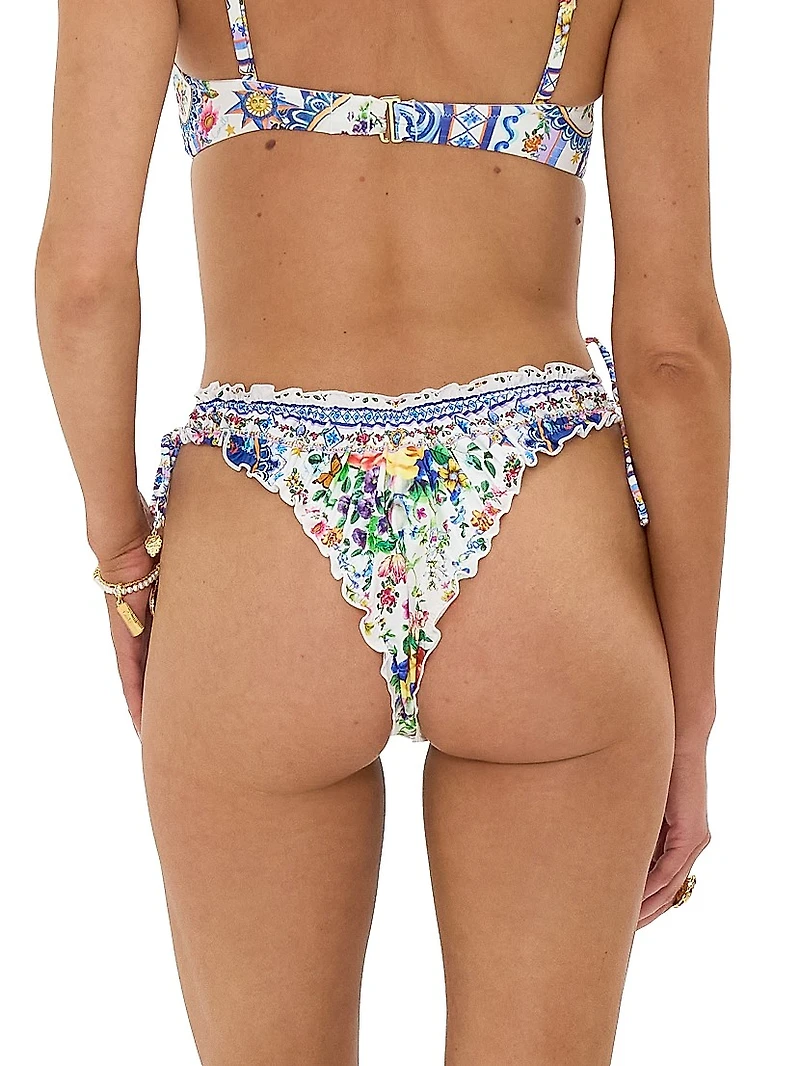Tiles Darls Ruched Side-Tie Bikini Bottom