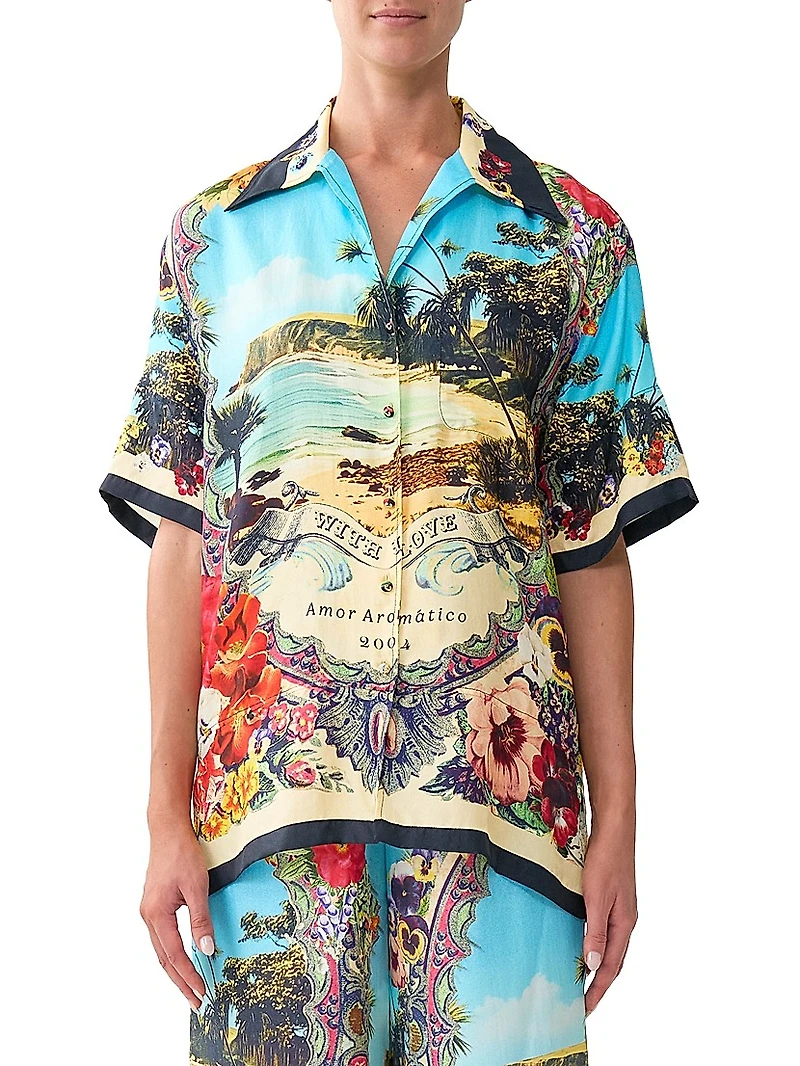 Bathing Bombshell Oversized Silk Shirt