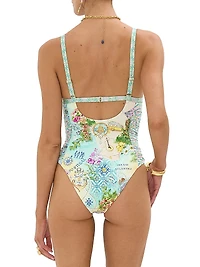 Just Coasting Knotted Printed One-Piece Swimsuit