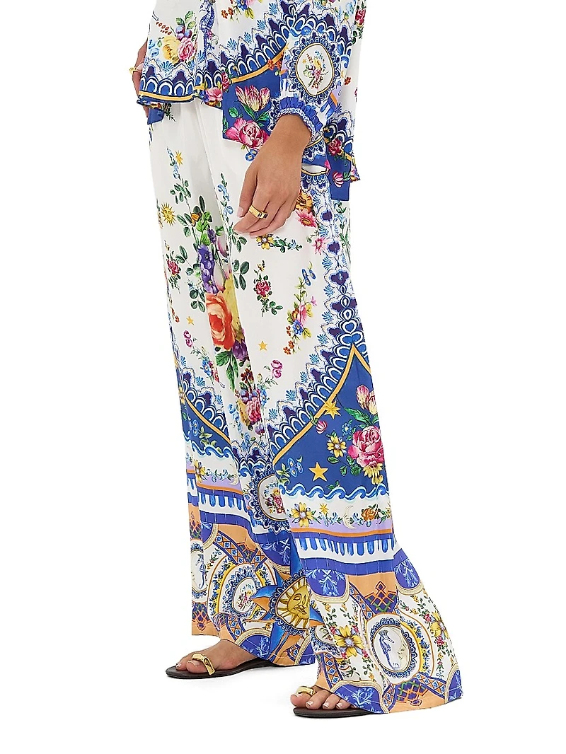Tiles Darls Silk Printed Pants