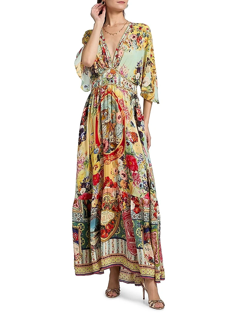 Aromatic Tiger Flower Maxi Dress