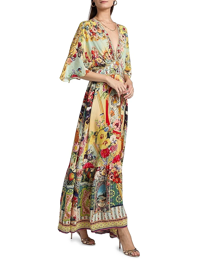 Aromatic Tiger Flower Maxi Dress