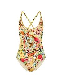 Aromatic Tiger Flower One-Piece Swimsuit