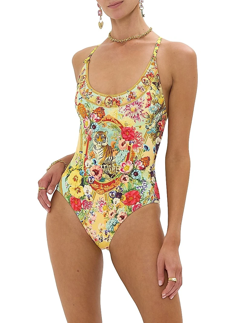 Aromatic Tiger Flower One-Piece Swimsuit