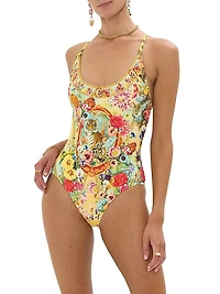 Aromatic Tiger Flower One-Piece Swimsuit