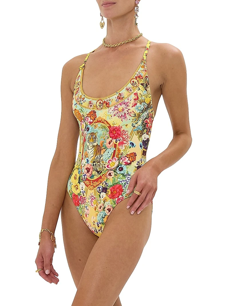 Aromatic Tiger Flower One-Piece Swimsuit