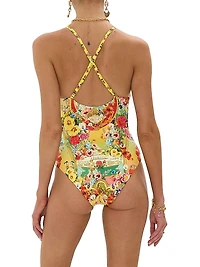 Aromatic Tiger Flower One-Piece Swimsuit