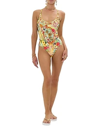 Aromatic Tiger Flower One-Piece Swimsuit
