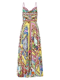 Spirit of Santa Maria Tie-Front Silk Maxi Dress