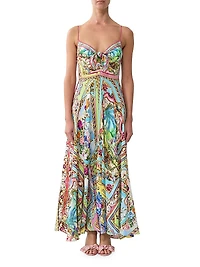 Spirit of Santa Maria Tie-Front Silk Maxi Dress