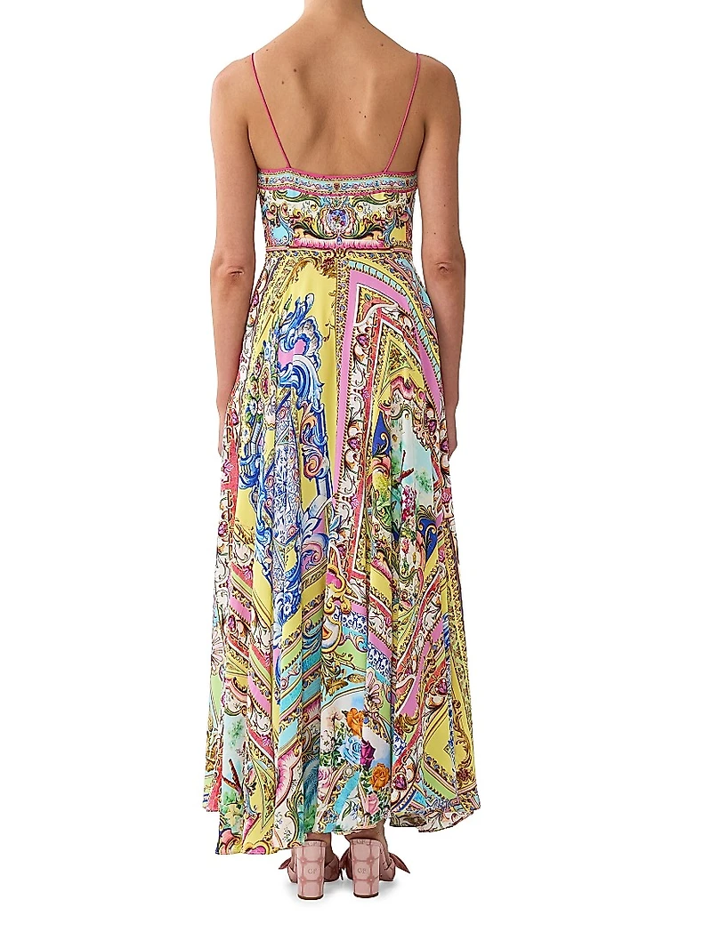 Spirit of Santa Maria Tie-Front Silk Maxi Dress