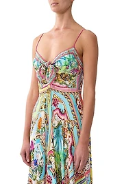 Spirit of Santa Maria Tie-Front Silk Maxi Dress