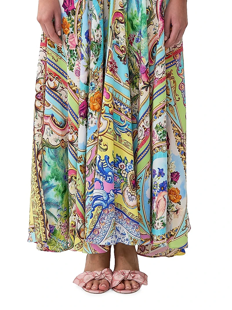 Spirit of Santa Maria Tie-Front Silk Maxi Dress