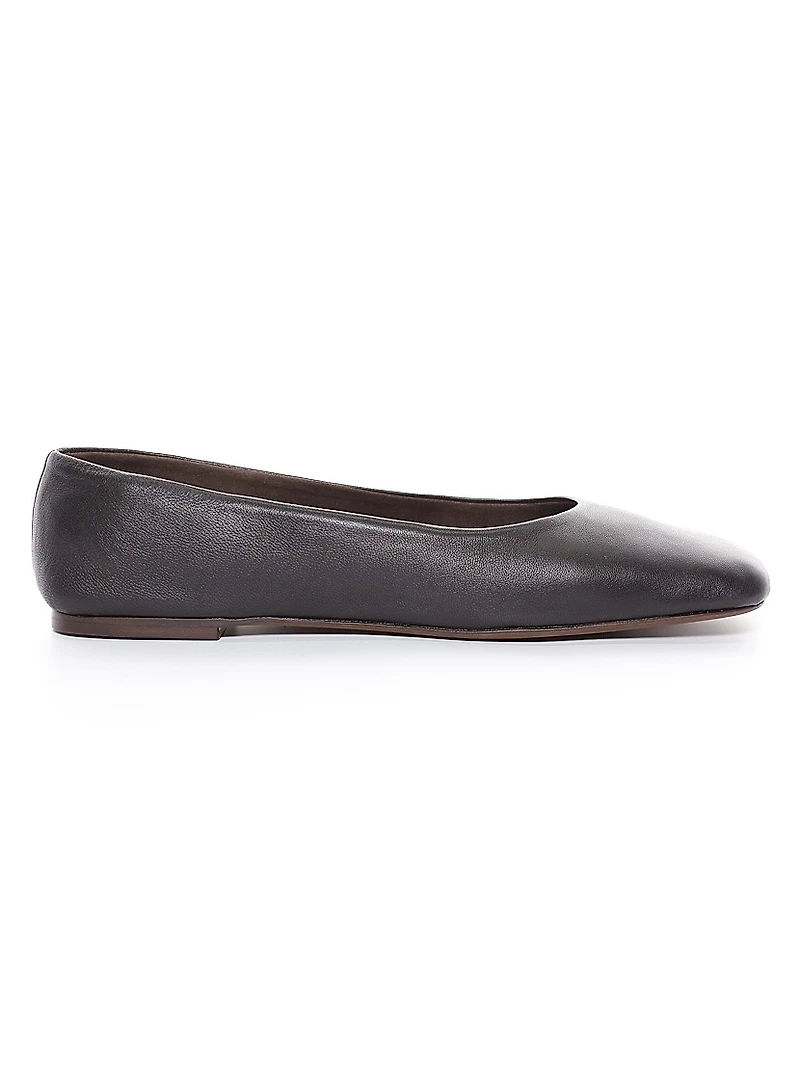 Leather Square-Toe Ballet Flats