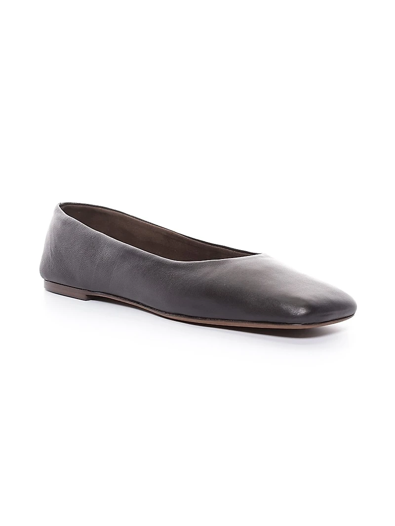 Leather Square-Toe Ballet Flats
