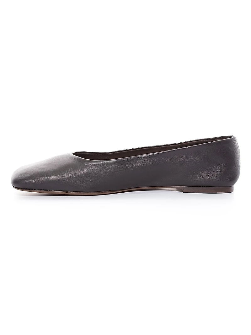 Leather Square-Toe Ballet Flats