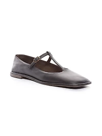 Leather T-Strap Ballet Flats