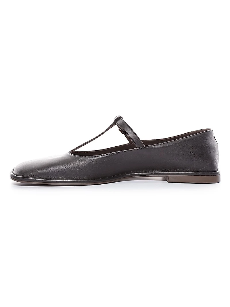 Leather T-Strap Ballet Flats