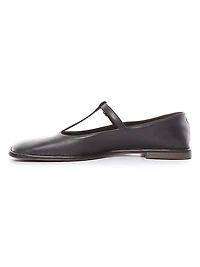 Leather T-Strap Ballet Flats