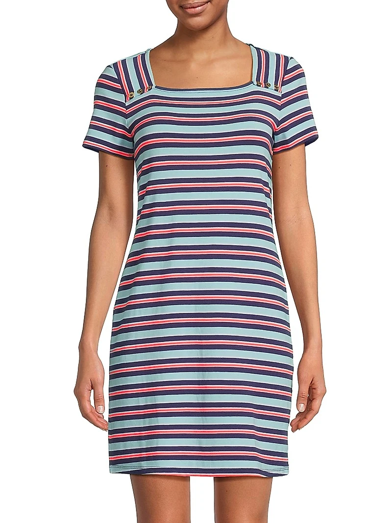 Beaty Striped Cotton-Blend Minidress