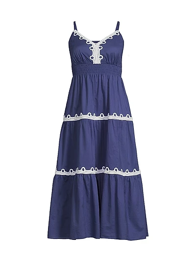 Zanna Cotton Embroidered Midi-Dress