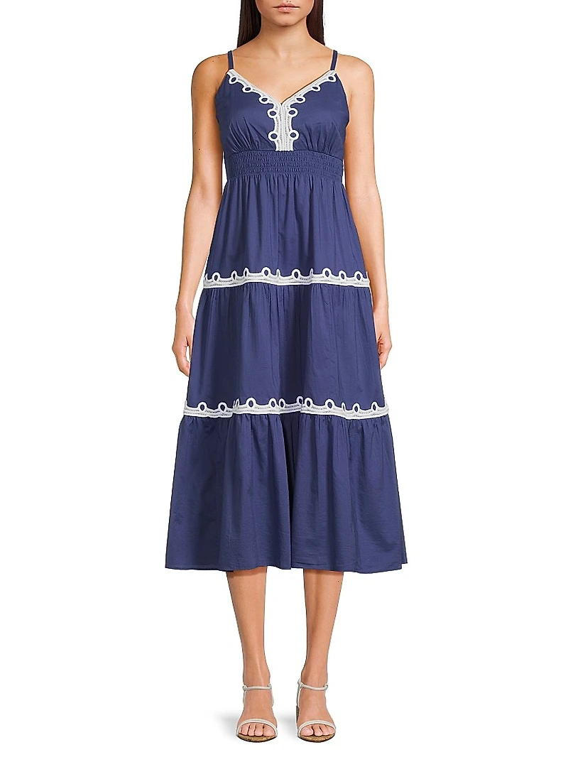 Zanna Cotton Embroidered Midi-Dress