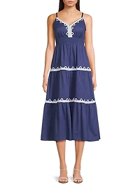 Zanna Cotton Embroidered Midi-Dress