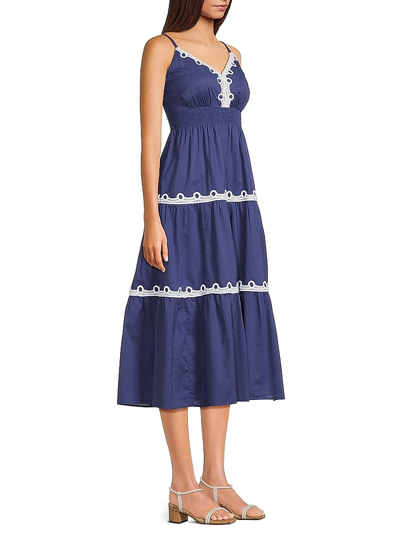 Zanna Cotton Embroidered Midi-Dress