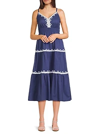 Zanna Cotton Embroidered Midi-Dress